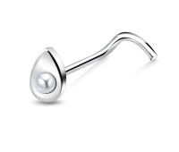 Pear Pearl Silver Curved Nose Stud NSKB-202p 
